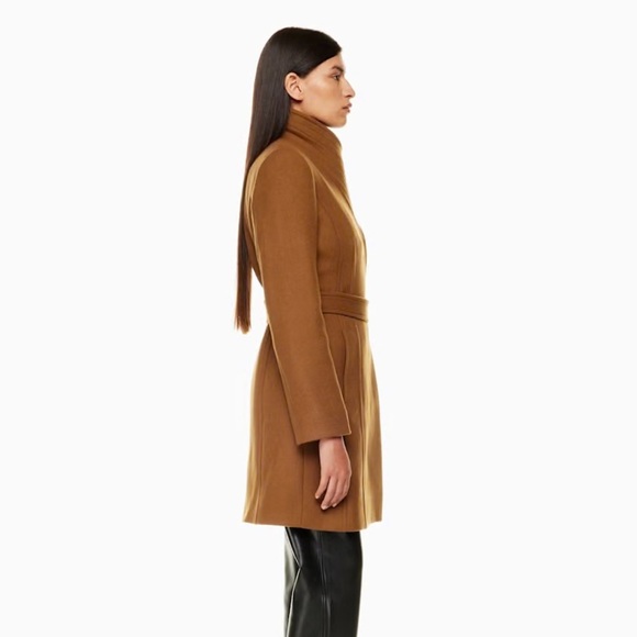 Aritzia Babaton camel tan virgin wool Connor wrap coat - size XS - Picture 2 of 16